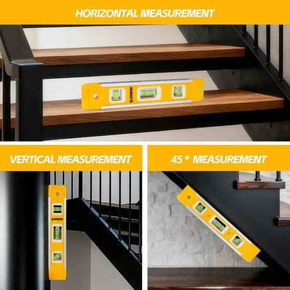 WORKPRO 9 Inch Magnetic Torpedo Level – Hands-Free Mounting on Metal Studs Reduces Dropped Tool Risks on Ladders