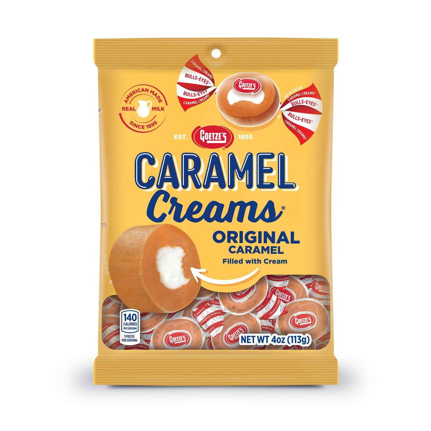Goetze's Vanilla Caramel Creams - Retro Candy Gift for Mom on Her Birthday, 4 oz Resealable Bag