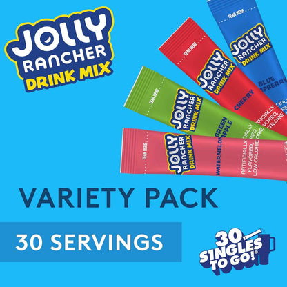 Jolly Rancher Singles To Go Powdered Drink Mix – Lunch Box Water Flavoring for Kids' School Lunches, Zero Sugar Variety Pack