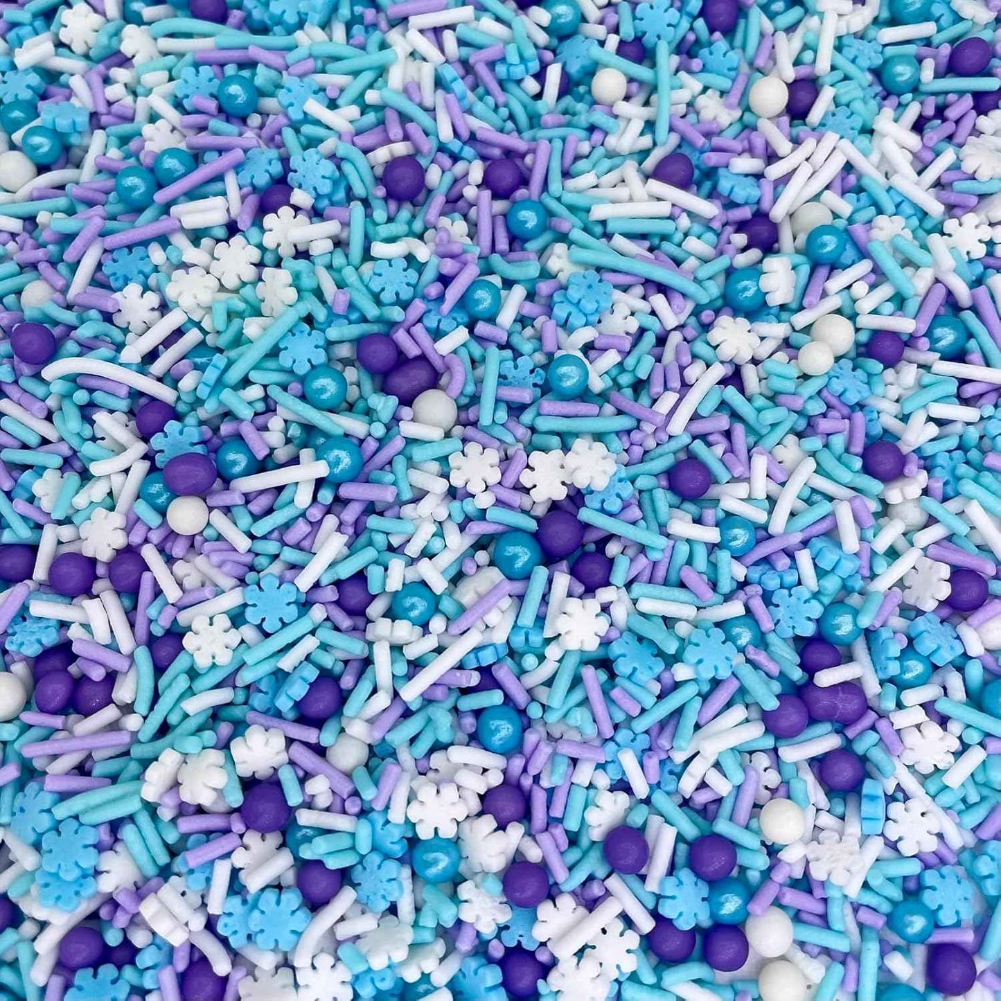 Manvscakes Winter Sprinkle Mix – Showpiece Dessert Topping for Holiday Tablescapes, Pink Purple Blue Snowflake Sprinkles