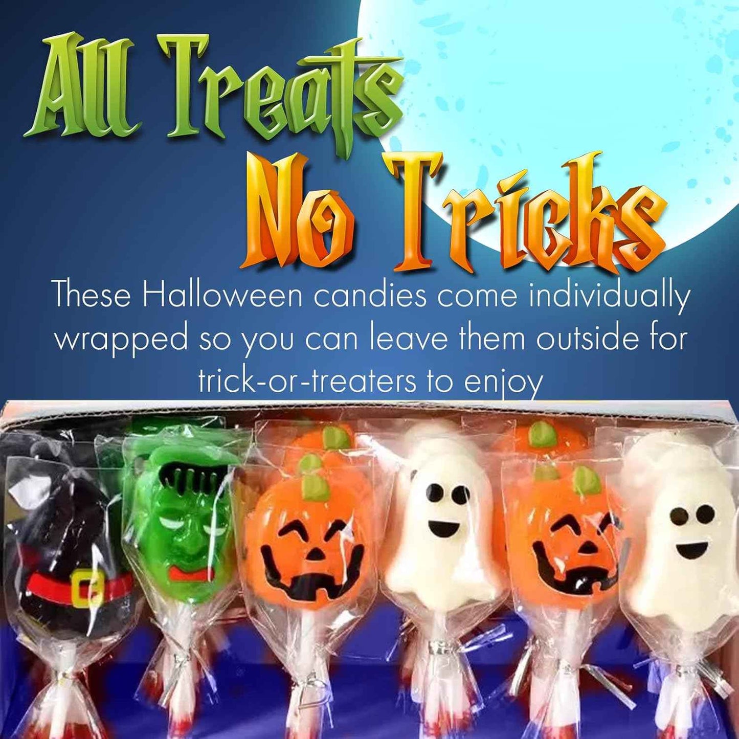 Fusion Select Halloween Lollipops – Kids Trick or Treat Candy for Classroom Parties, Individually Wrapped Variety Pack