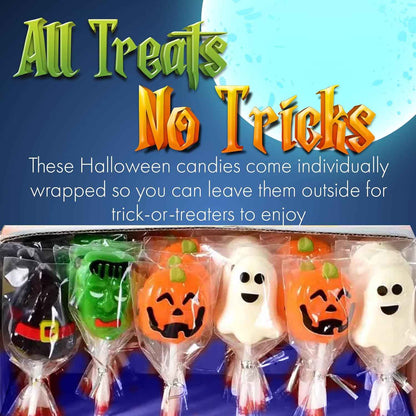 Fusion Select Halloween Lollipops – Kids Trick or Treat Candy for Classroom Parties, Individually Wrapped Variety Pack