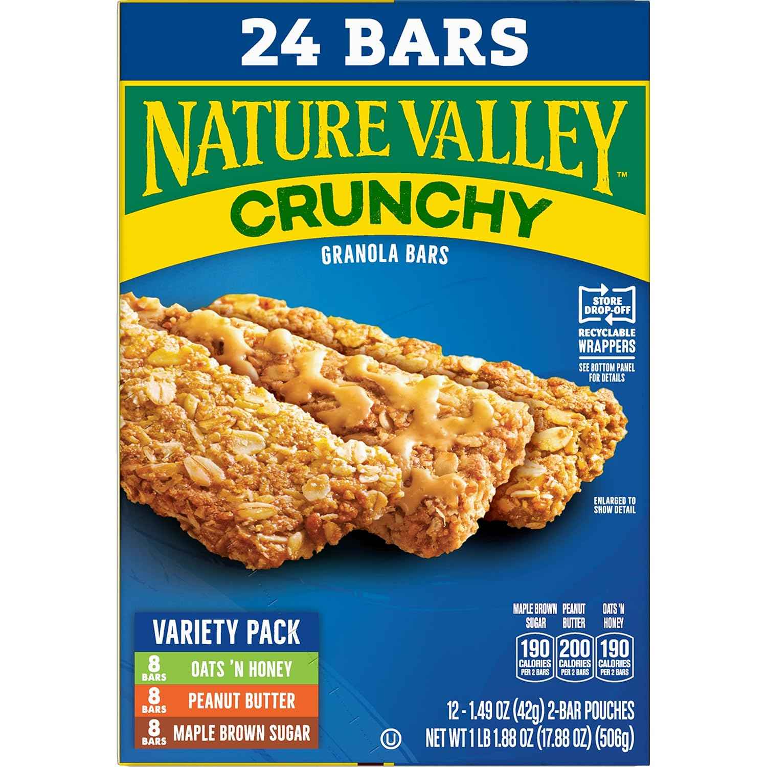 Nature Valley Crunchy Granola Bars – Clean-Label Office Snack for Clean Eating, 24 Count Box