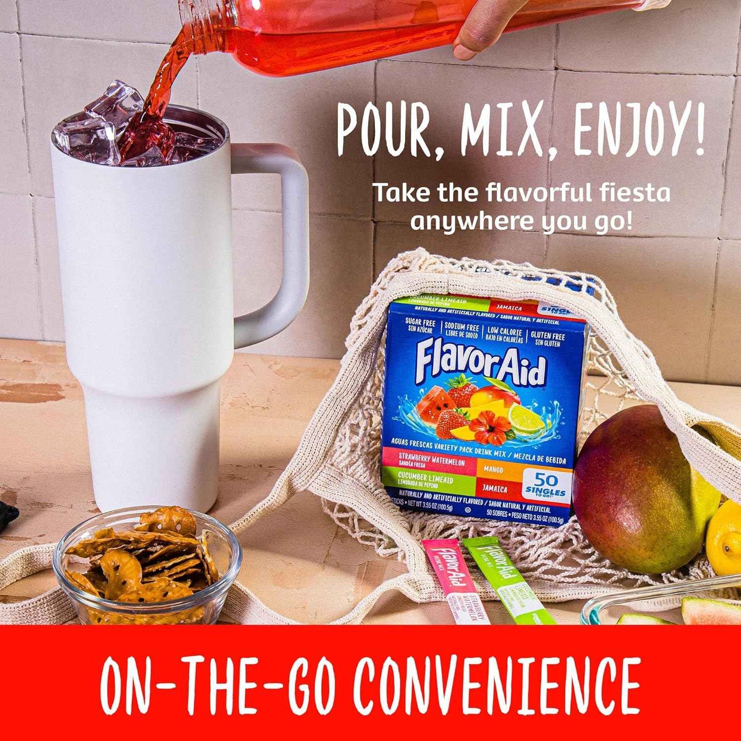 Flavor Aid Aguas Frescas Singles To Go – Daily Hydration Ritual for Mindful Drinkers, 4-Flavor Powdered Water Mix Pack