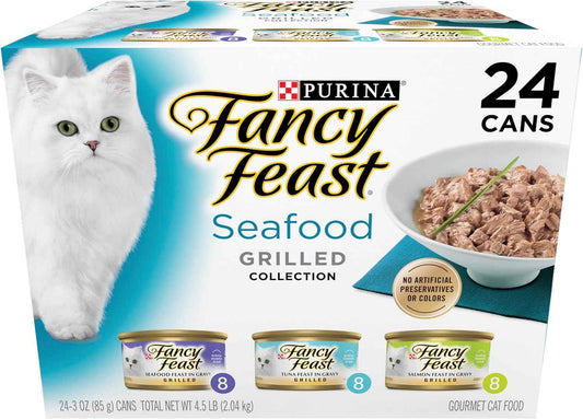Purina Fancy Feast Seafood Collection – Bulk 60-Pack Wet Food to Cut Down Weekly Reorder Time, 3 oz Cans