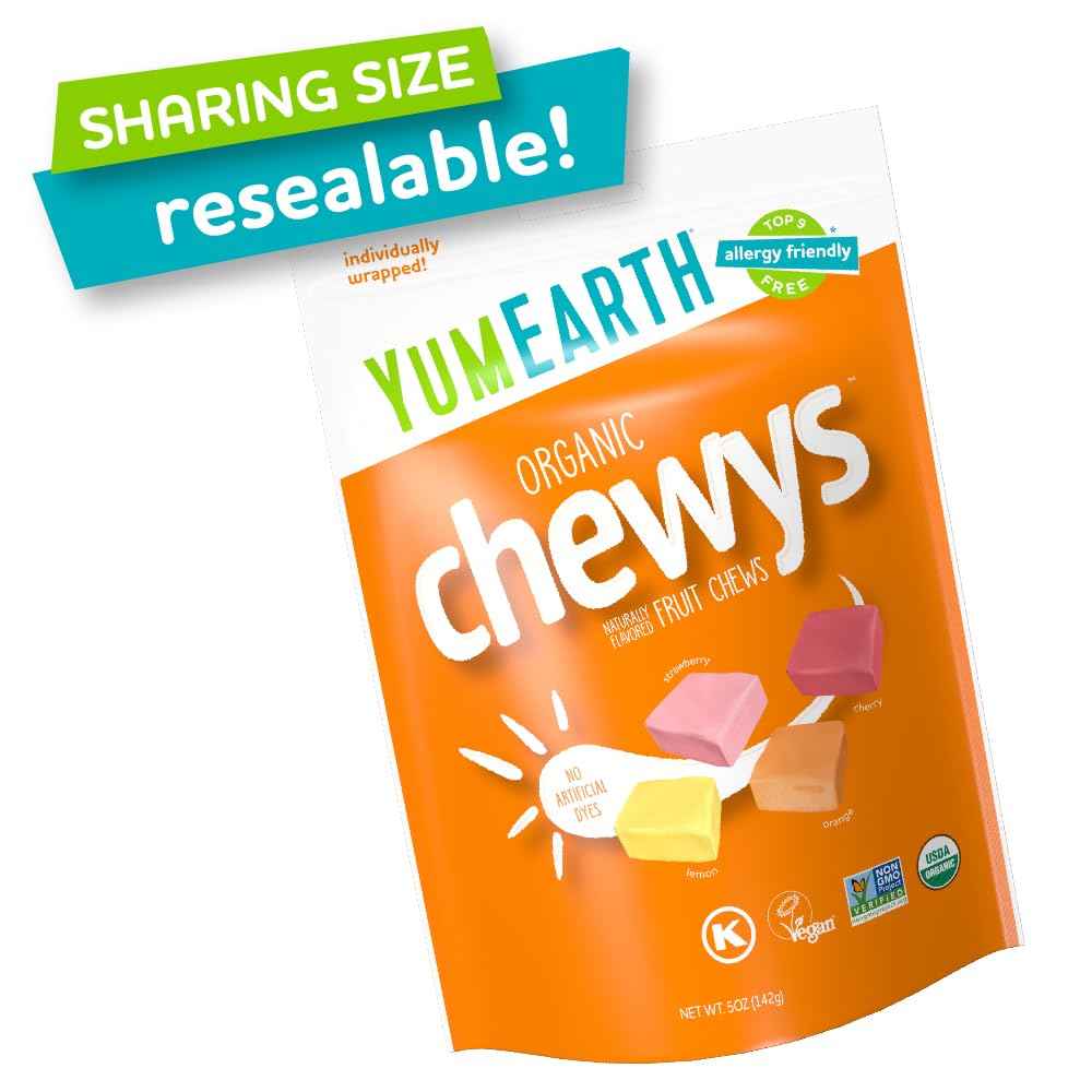 YumEarth Organic Fruit Flavored Chewys – Individually Wrapped Candy for Kids Birthday Treat Bags