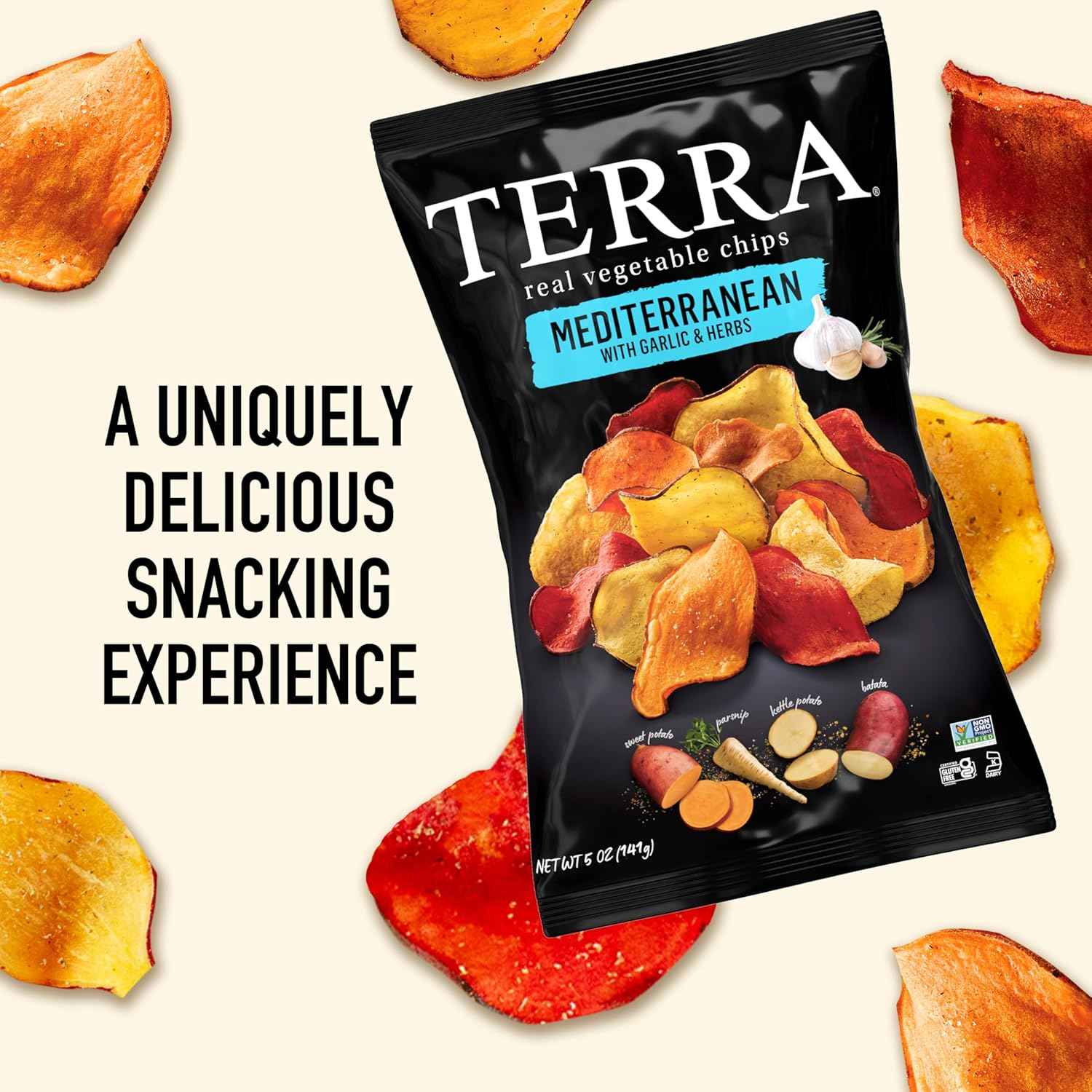 Terra Veggie Chips – Portable Hiking Trail Snack, Original Sea Salt 5 oz