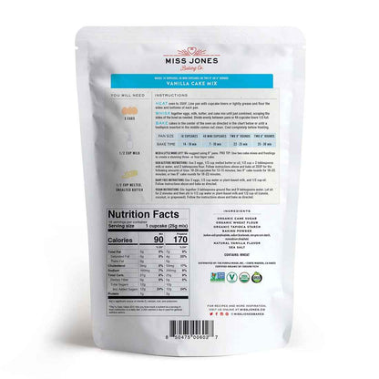 Miss Jones Baking Organic Yellow Cake Mix – Thoughtful Gift for Allergy-Aware Families, Vegan Vanilla Cake Mix Pack for Housewarmings and Holiday Hosting