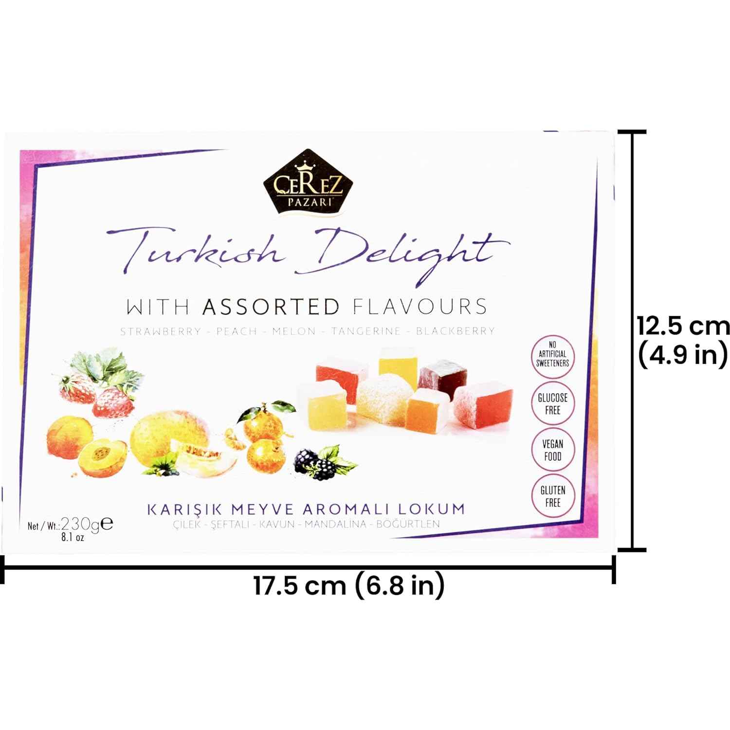 Cerez Pazari Halal Turkish Delight – No Artificial Additives Lokum, Beet Sugar Sweetened Relaxation Treat