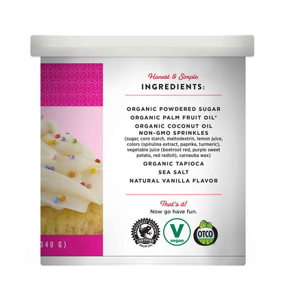 Miss Jones Baking Co. Confetti Pop Vegan Frosting, 11.98 oz – Thoughtful Hostess Gift for Plant-Based Dinner Parties