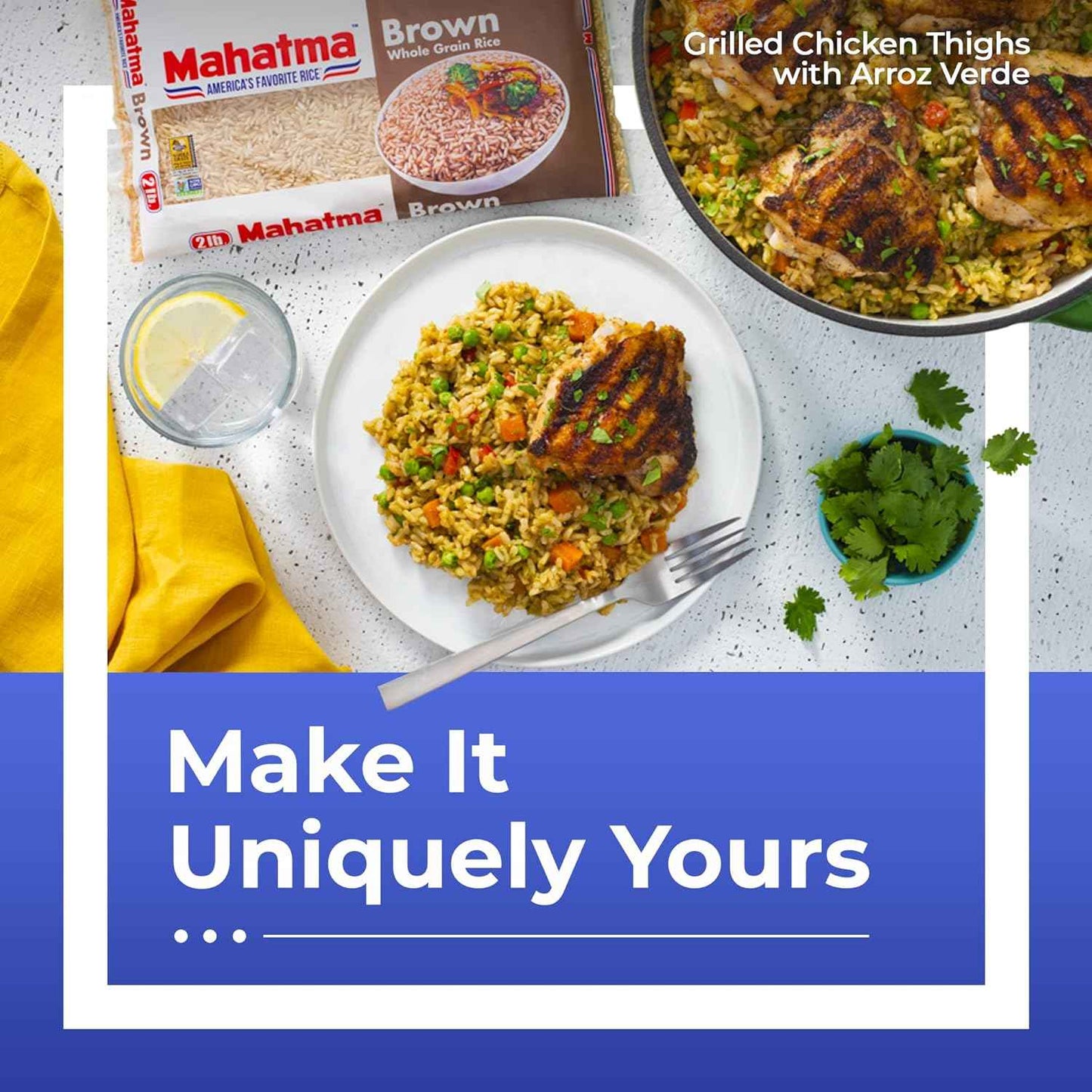 Mahatma Brown Rice 2 lb for Kid-Friendly Lunchbox Prep, Whole-Grain Side Dish for Family Dinners