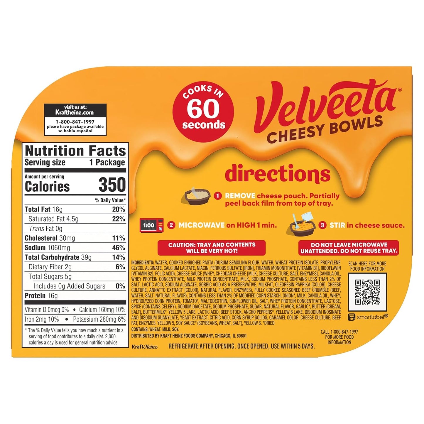 Velveeta Cheeseburger Mac Bowl – Quick Desk Microwave Meal for Back-to-Back Workdays, 9 oz Ready-to-Heat Tray