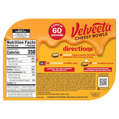 Velveeta Cheeseburger Mac Bowl – Quick Desk Microwave Meal for Back-to-Back Workdays, 9 oz Ready-to-Heat Tray