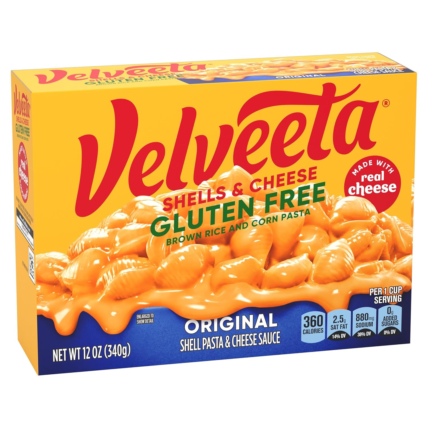 Velveeta Gluten Free Shells & Cheese, Safe School Lunch for Celiac Kids, 12 oz Box