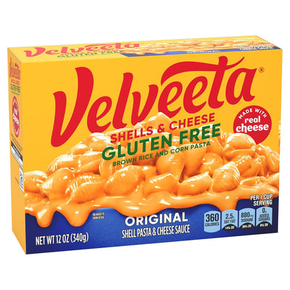 Velveeta Gluten Free Shells & Cheese, Safe School Lunch for Celiac Kids, 12 oz Box