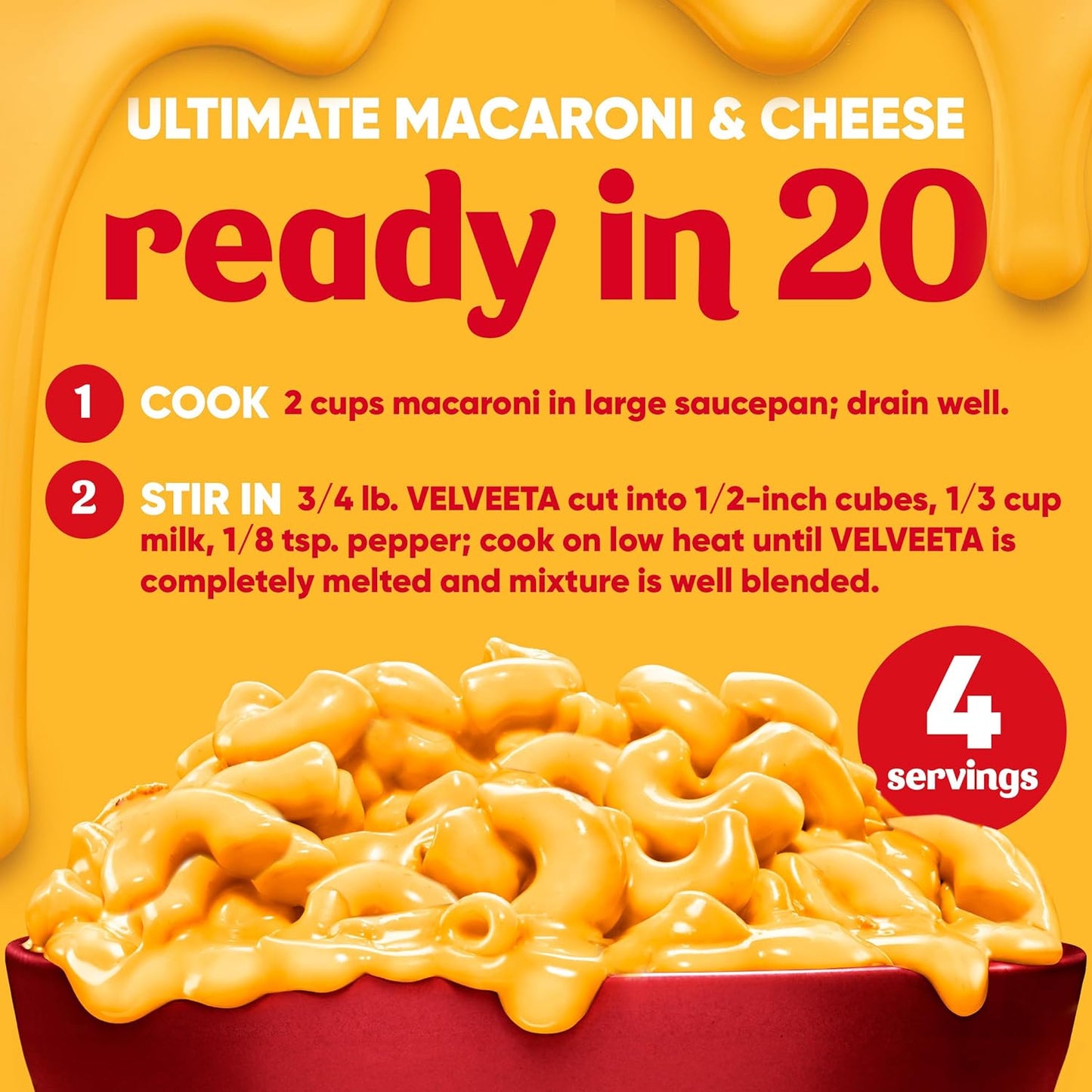 Velveeta Original Cheese Block – Creamy Melt for Kid-Friendly Grilled Cheese and Snacks, 1 lb