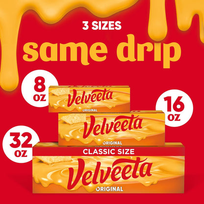 Velveeta Original Cheese Block – Creamy Melt for Kid-Friendly Grilled Cheese and Snacks, 1 lb