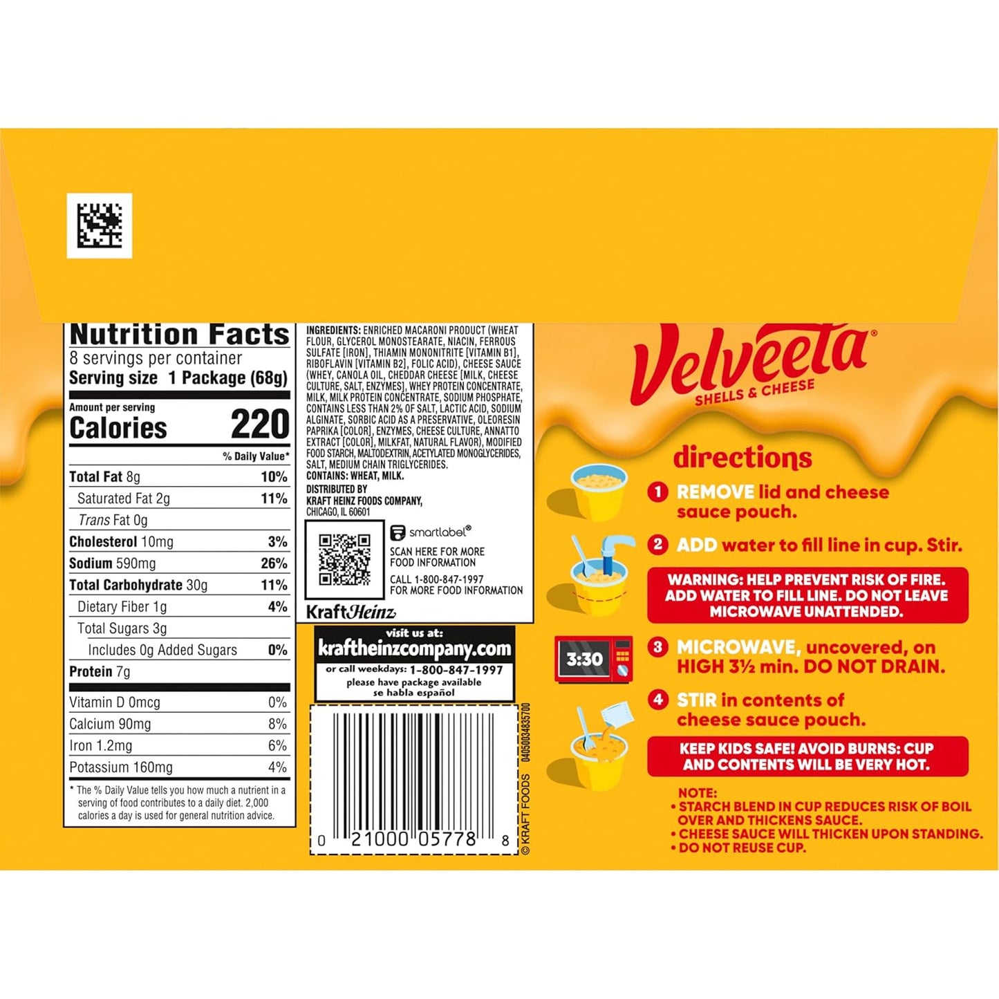Velveeta Shells & Cheese Original Microwaveable Cup – Kid-Friendly Lunchbox Pasta for Picky Eaters, 2.39 oz Single-Serve