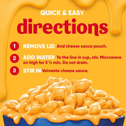 Velveeta Shells & Cheese Original Microwaveable Cup – Kid-Friendly Lunchbox Pasta for Picky Eaters, 2.39 oz Single-Serve