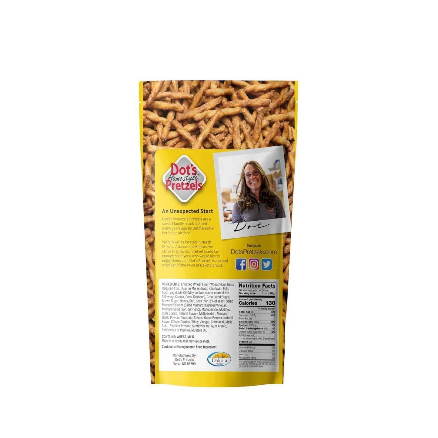 Dot's Pretzels Honey Mustard Seasoned Pretzels – Kid-Friendly Crunchy Snack for Lunchboxes, Playdates, and Road Trips, 16oz Bag