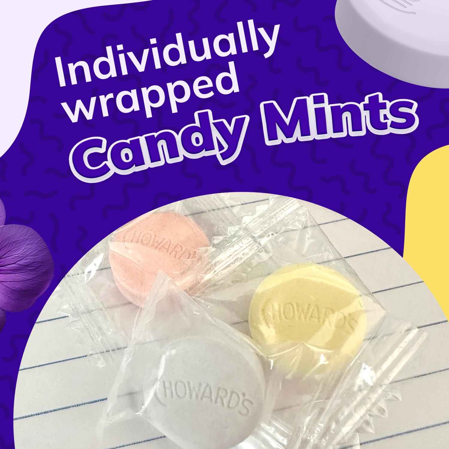 Choward's Violet Mints Candy Bag – Low-Calorie Self-Care Ritual, 3 Pack of 20-Calorie Floral Mints for Daily Wellness
