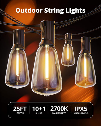 VIPAR Shatterproof String Lights – Cool-Touch ST38 LED Bulbs Safe for Kids, Pets, and Family Backyards