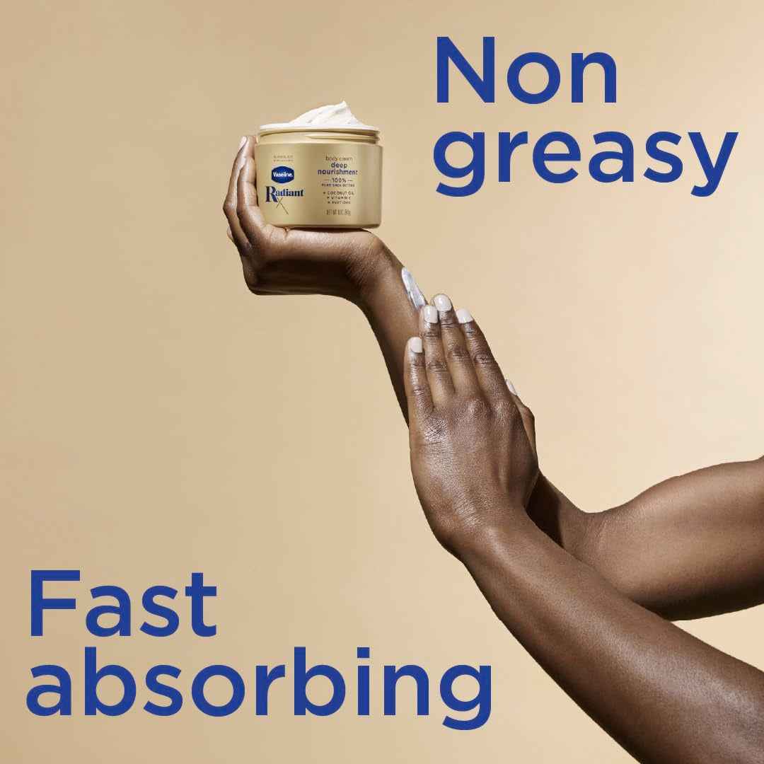 Vaseline Radiant X Deep Nourishment Body Cream – High-End Feel Deep Nourishment Lotion for Master Suite and Spa-Like Bathing