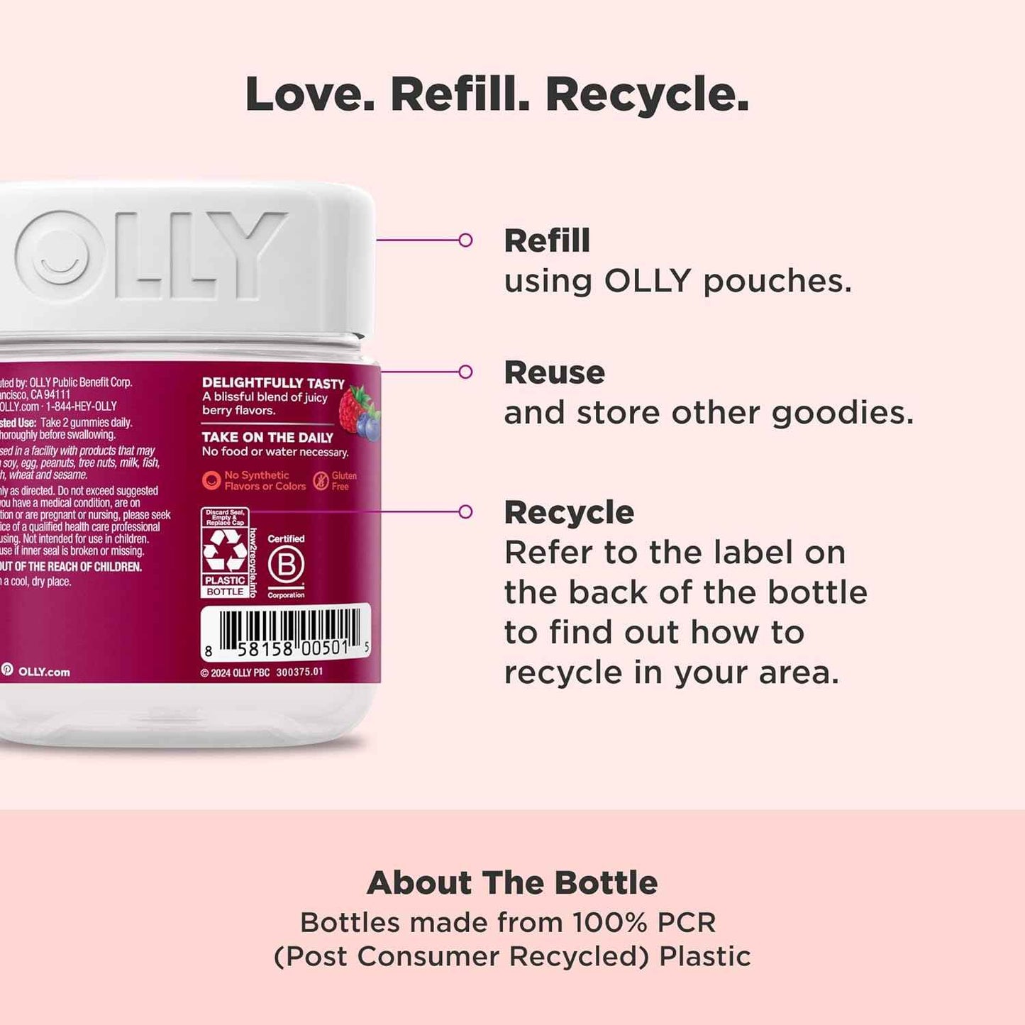 OLLY Women's Multivitamin Gummy – Clean Label Daily Vitamin for Intentional Routines, 90 Count