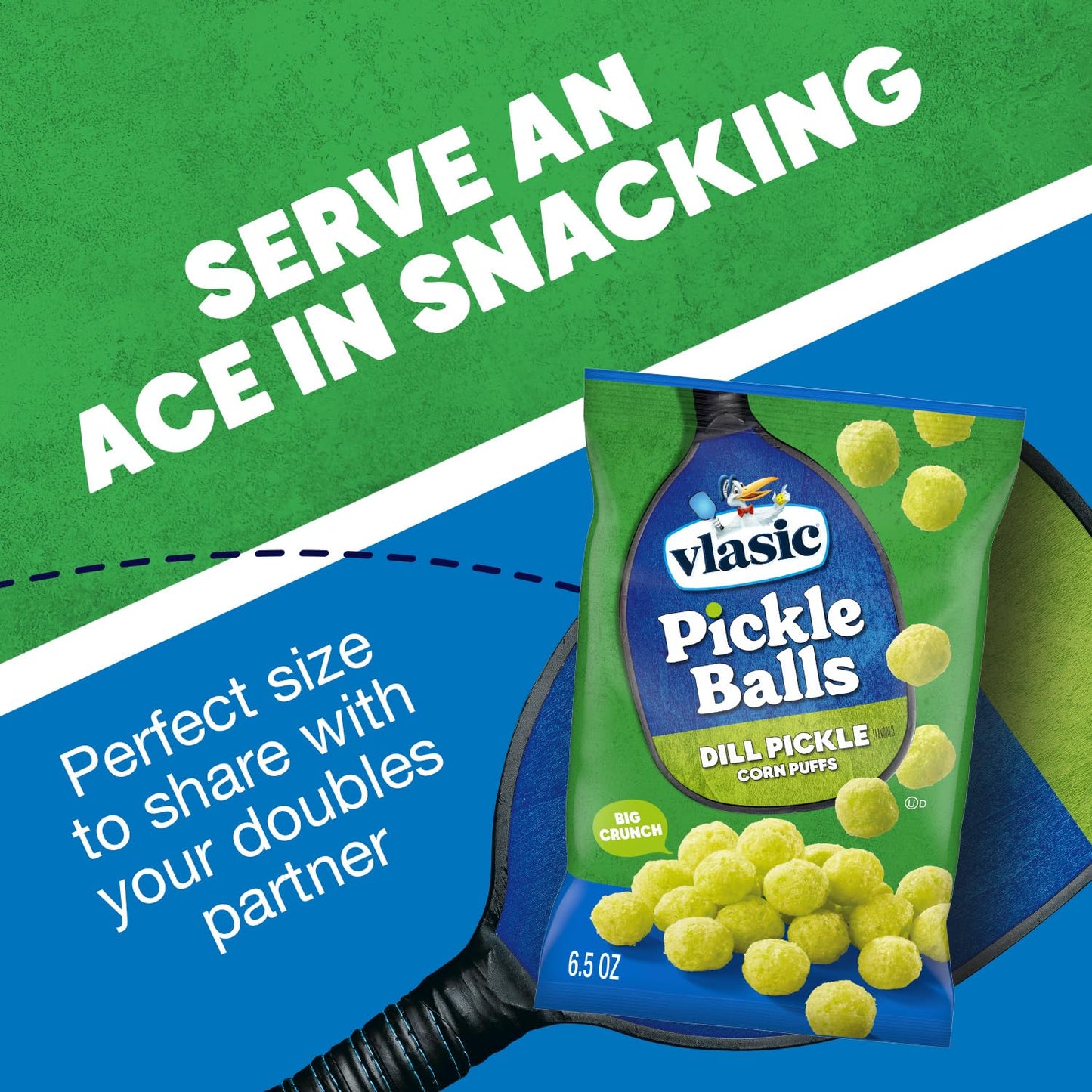 Vlasic Pickle Balls Dill Pickle Flavored Corn Puffs 6.5 oz – Gluten-Free Indulgent Snack for Mindful Munching at Home