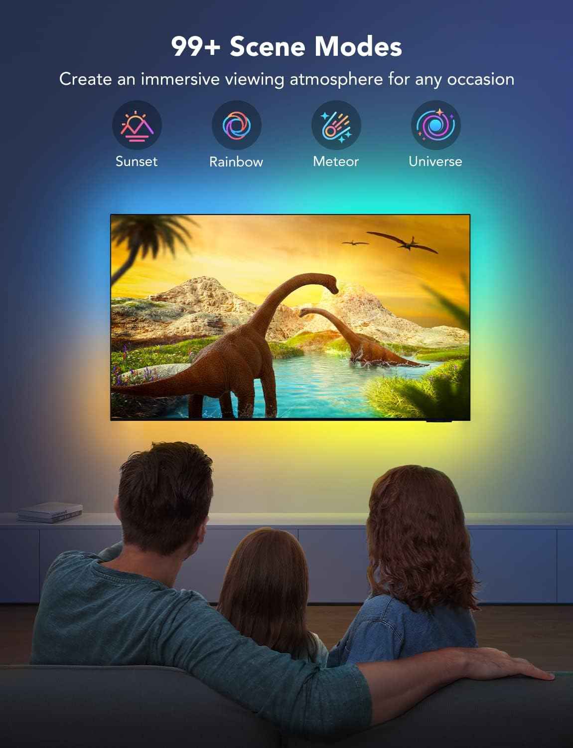 Govee TV LED Backlight – Living Room Ambient Lighting Strip with RGBIC Multi-Zone Color for 55-65 Inch TVs