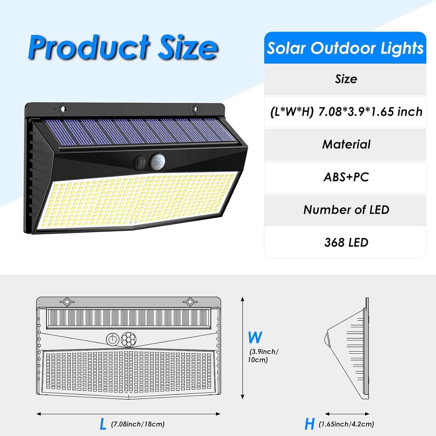 Outdoor Solar Wall Light for Garden, Fence & Garage – 3 Modes, IP65 Waterproof No Wiring