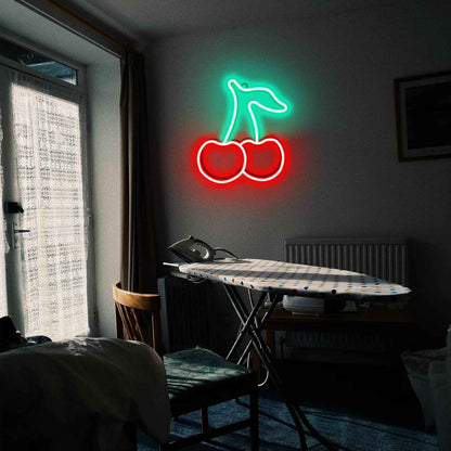 Cherry Neon Lights - Modern Living Room Accent Piece, Soft Glow Home Decoration