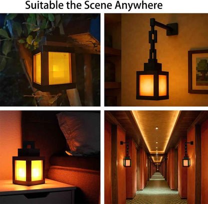 Pixelated Lantern Night Light - Modern RGB Accent Lamp for Living Room Aesthetic, Dimmable Mood Light with Remote