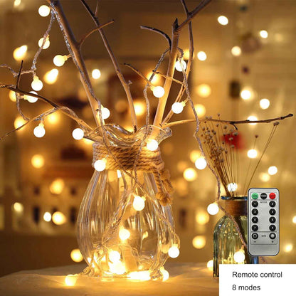 ZIMINGU LED Ball String Lights – Flameless Cool Touch Fairy Lights Safe for Kids and Pets, USB Powered Warm White Globe Lights