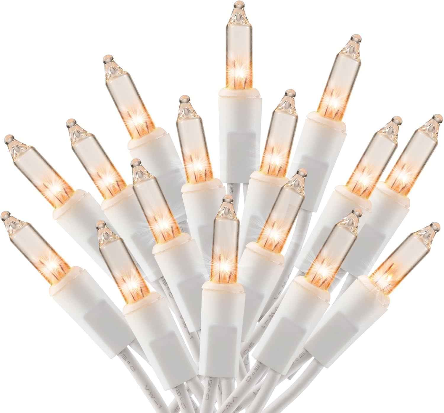 Brightown UL Certified Outdoor Mini Lights 50 Count White Cord – Connectable 2700K Strand for Camping Setup, Patio Dining & Backyard Decor