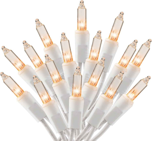 Brightown UL Certified Outdoor Mini Lights 50 Count White Cord – Connectable 2700K Strand for Camping Setup, Patio Dining & Backyard Decor
