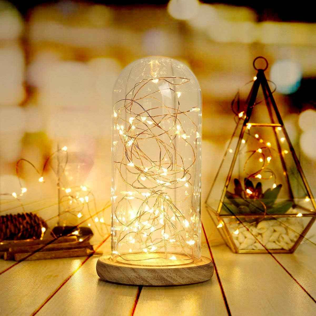 LUMIO Portable Fairy Lights 2-Pack for Patio and Camping – Battery Operated Silver Wire LED String Lights 16.4ft Warm White, No Outlet Needed