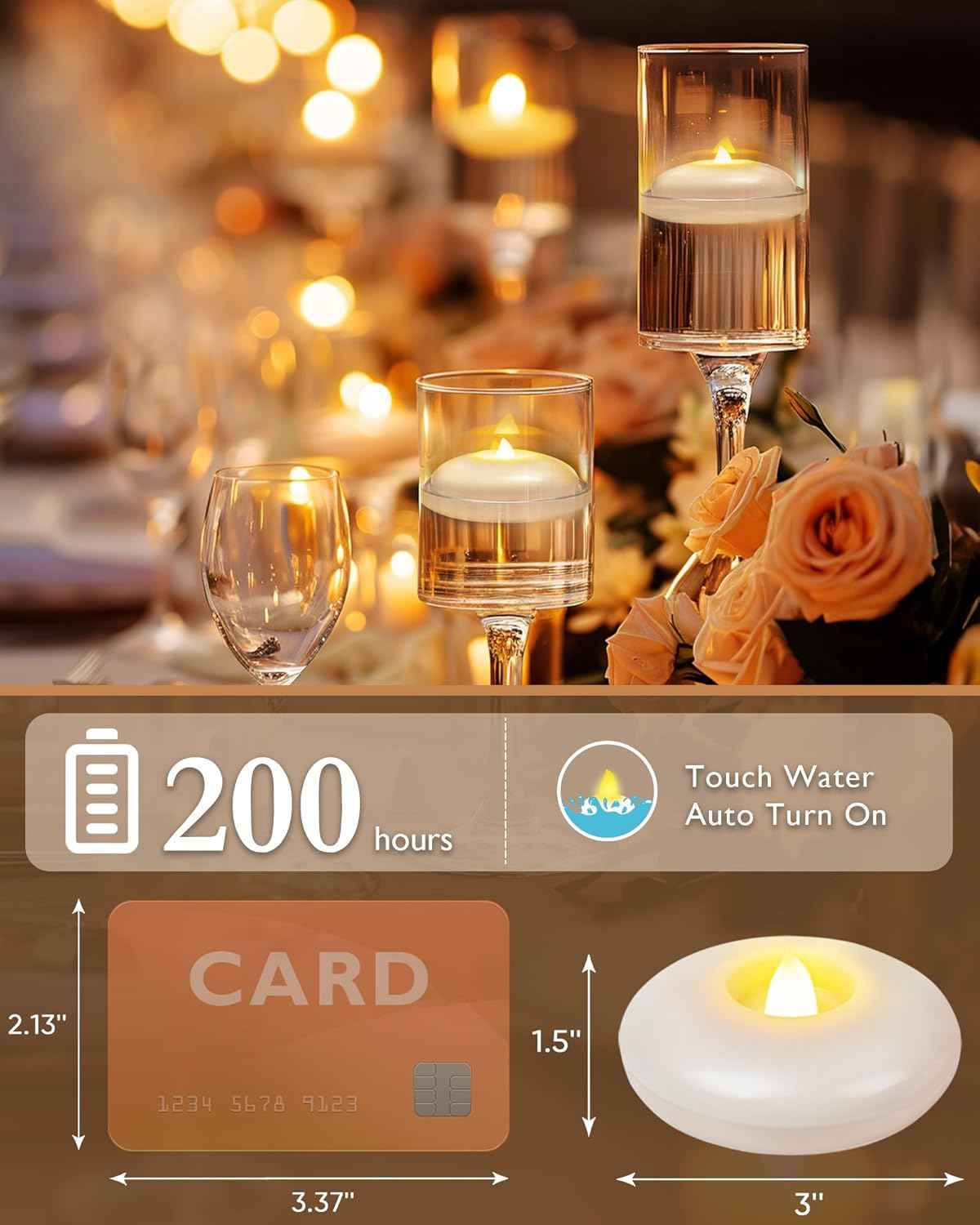 Homemory Flameless LED Floating Candles – Fire-Risk-Free Decor for Homes with Kids and Pets, Waterproof and Cool to the Touch