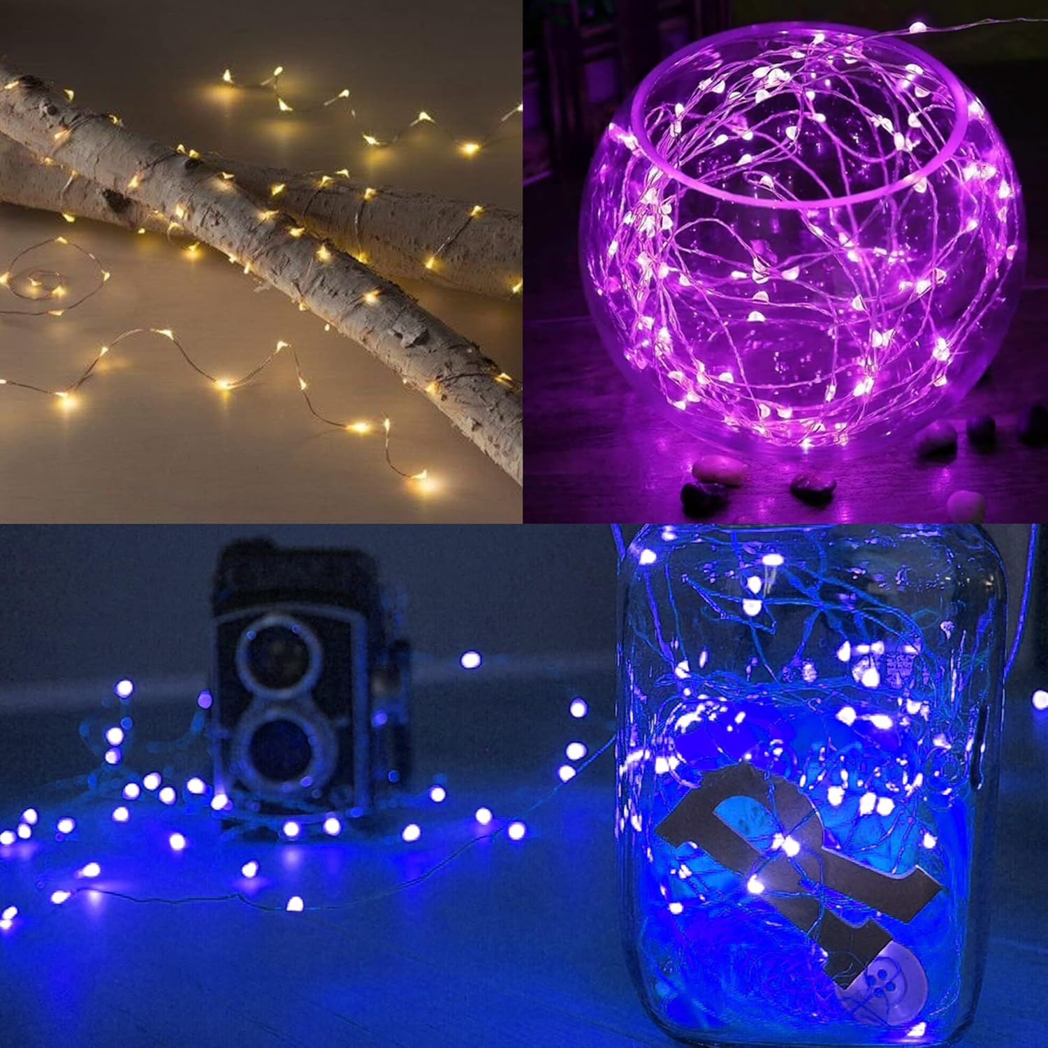 WATERGLIDE Thin Wire Fairy Lights – 7 ft Subtle LED Strand for Intentional Minimalist Bedroom Decor, Warm White