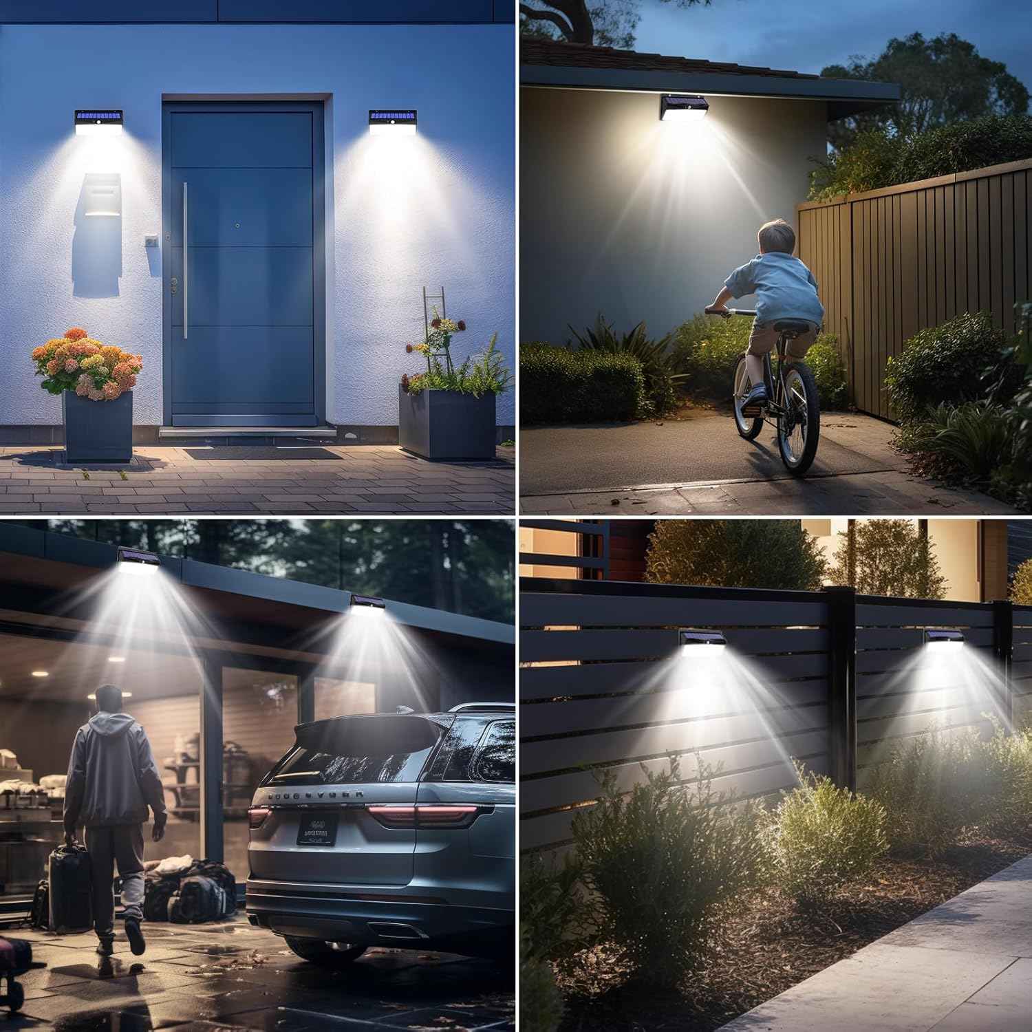 Outdoor Solar Wall Light for Garden, Fence & Garage – 3 Modes, IP65 Waterproof No Wiring