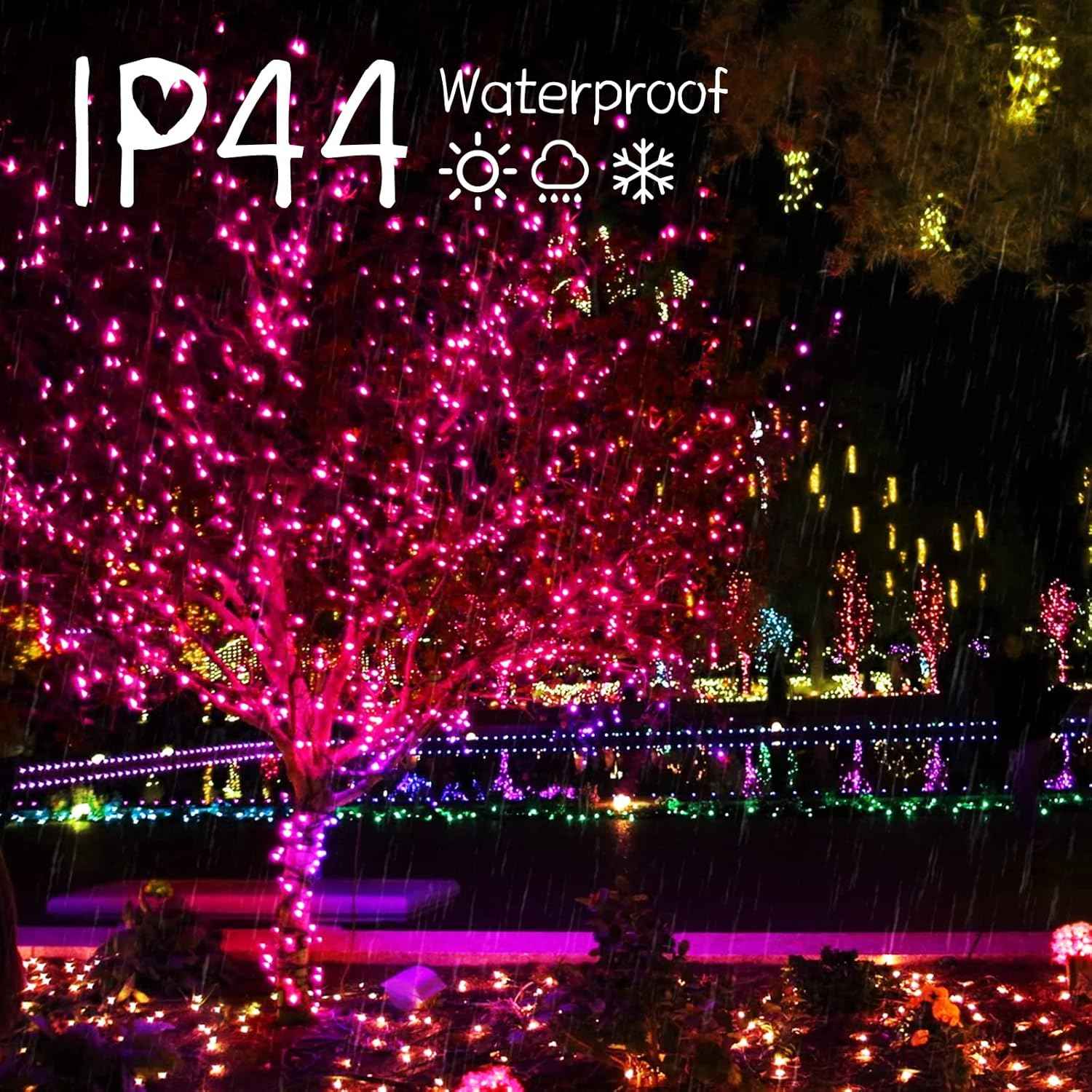 Minetom Pink String Lights – Patio and Pergola Decor, Waterproof 39ft 100 LED Outdoor Lights with Remote