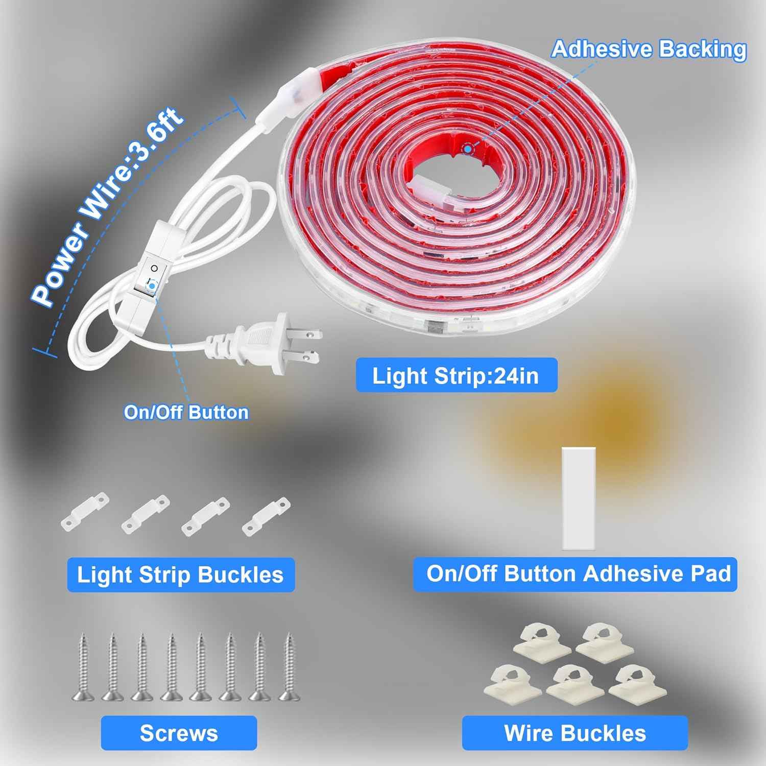 maylit Under Cabinet LED Light Bar 24in/48in/72in for Senior Apartment Kitchen, Bright Plug-in Lighting Near Sink and Sagging Shelves