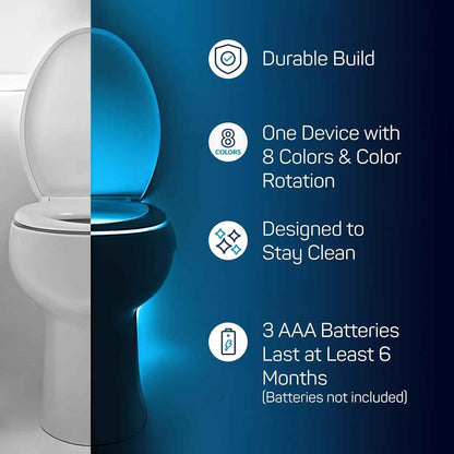 ToiLight Toilet Bowl Night Light – Modern Bathroom Accent Light with 9 Color Modes to Match Any Decor Style