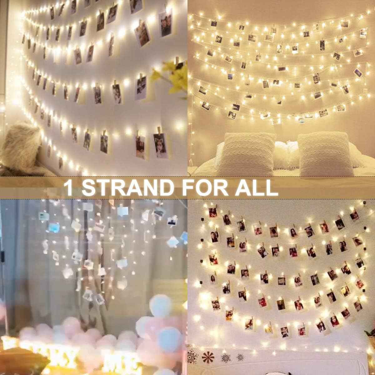 Decute 100 LED Photo Clip String Lights – Waterproof Patio Party Garland, 33FT Outdoor Hanging Display