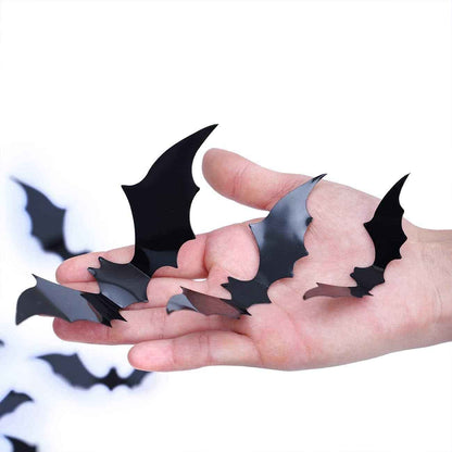 DIYASY Halloween Bat Wall Decals 120 Piece 4 Size Set Waterproof Reusable Home Decor for Moody Cozy Interiors