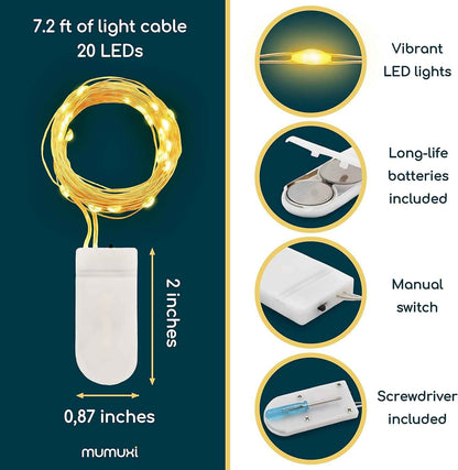 MUMUXI Battery Operated Fairy Lights 6V Low Voltage – Flameless, Cool-to-Touch String Lights Safe for Kids, Pets, and Bedrooms