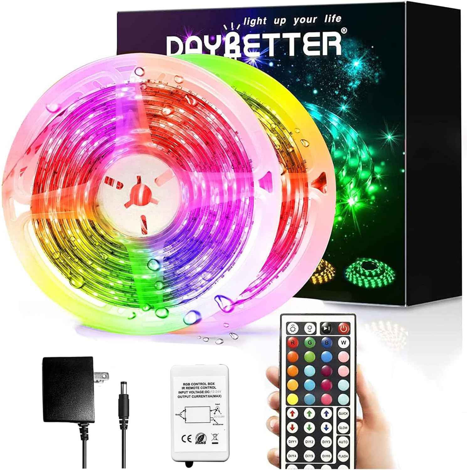 DAYBETTER LED Strip Lights – Birthday Gift for Teens and Gamers, Color Changing Bedroom LED Strip with 44 Key Remote