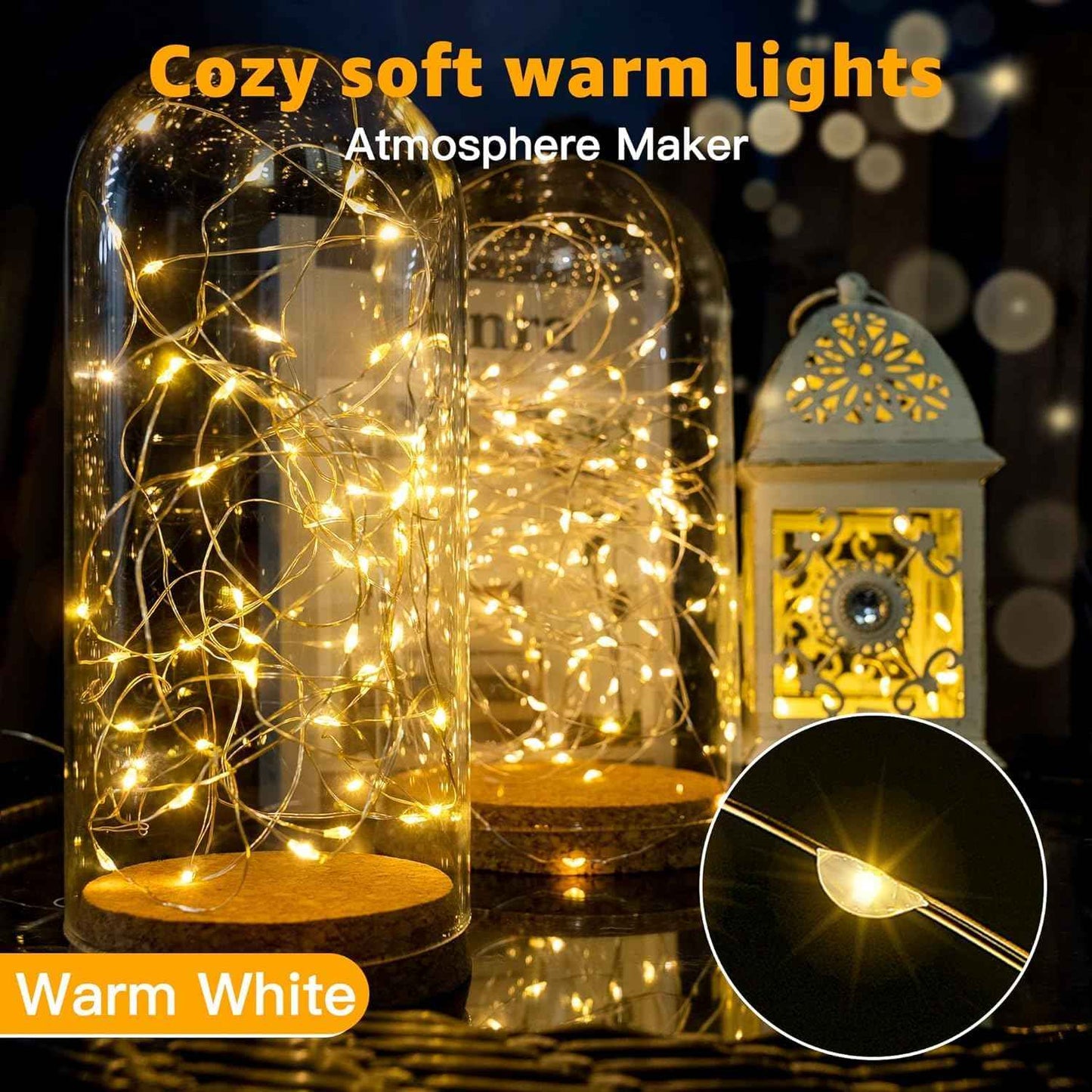 Lumoonos Starry String Lights – Ambient Living Room Accent for Bookshelves, Headboards, and Nooks