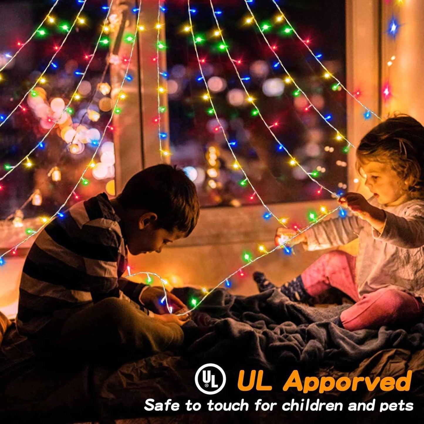 BlcTec 317 LED Waterfall Lights – Flameless, Cool-Running Holiday Lighting Safe Around Kids, Pets, and Sleeping Areas