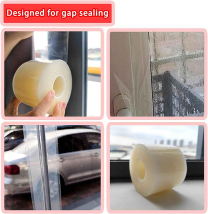 Birllaid Clear Window AC Seal Tape – Better Sleep Insulation for Bedroom AC Units, 3 Inch x 55 Yards